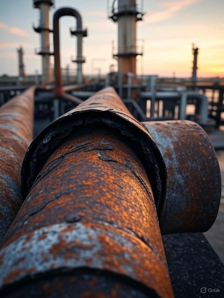 Corrosion inhibitor on a refinery pipeline